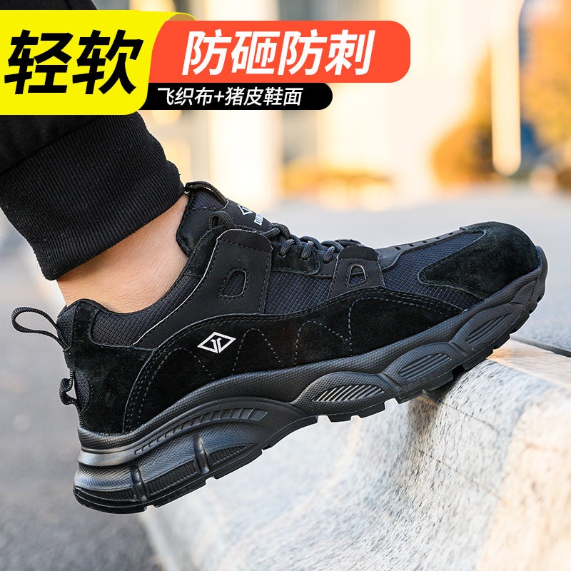 Summer Fly Woven Labor Protection Shoes Men'S Anti-Smash Anti-Puncture Steel Toe Protective Safety Shoes Breathable Lightweight Work Shoes Men - Image 4